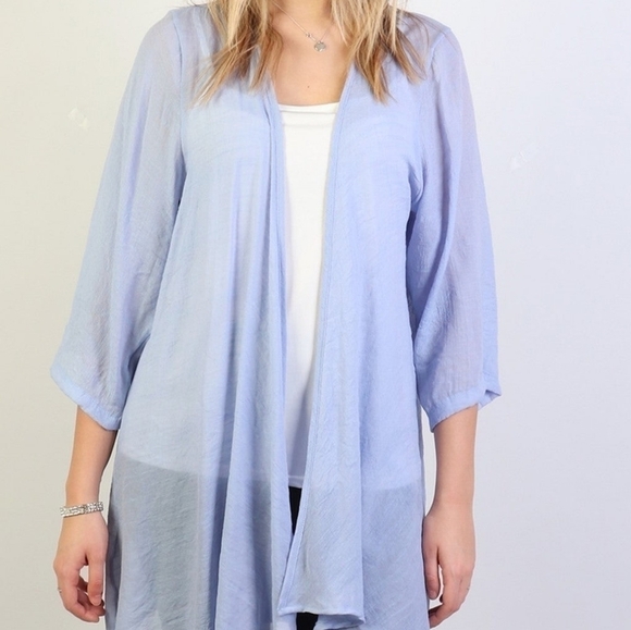 TRÏBE Sheer Cover Up Kimono Color Heather Blue Size Small NWT - Picture 2 of 3